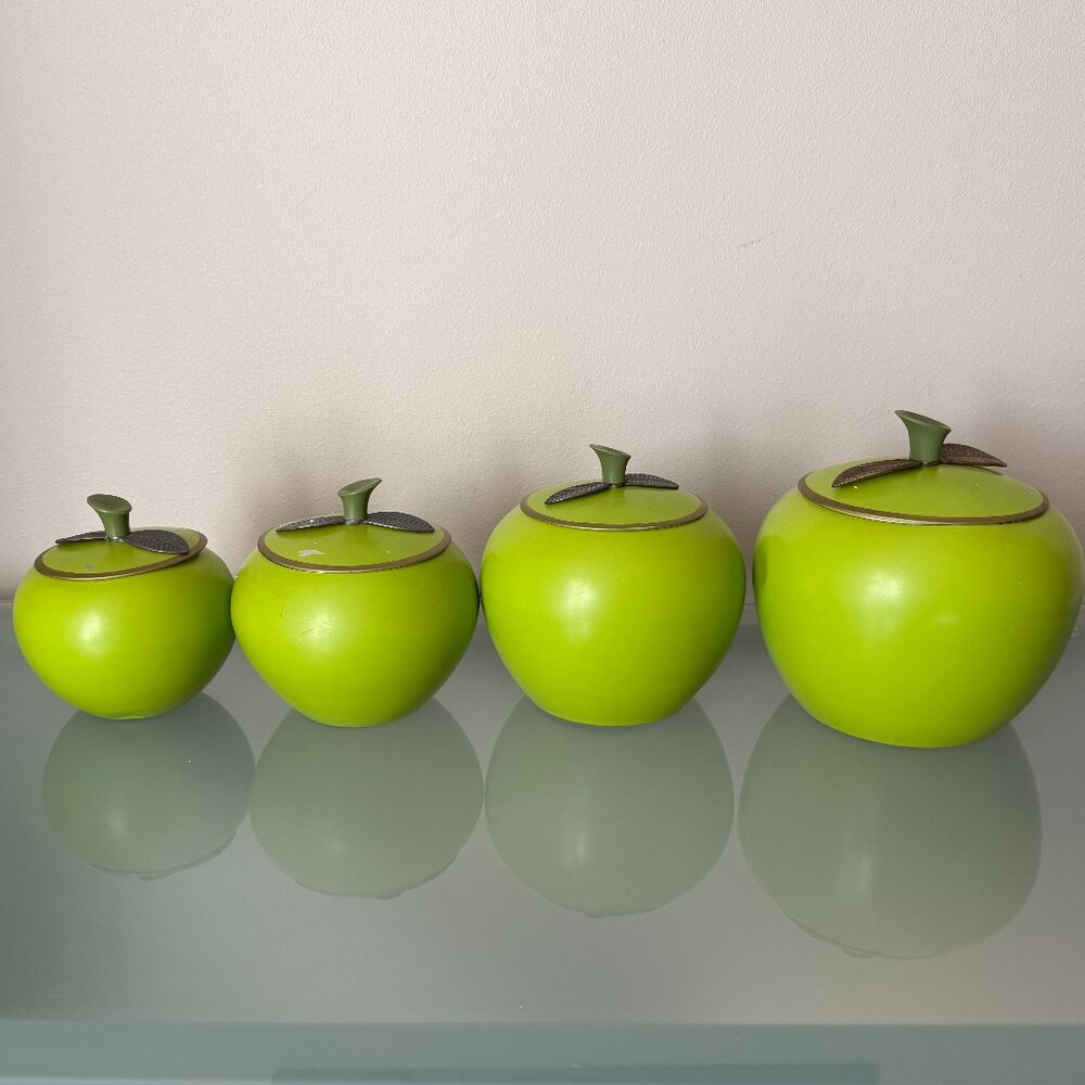 Vintage Green Apple Kitchen Canister Set